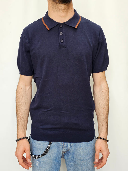 polo bordo collo in maglia 100% cotone