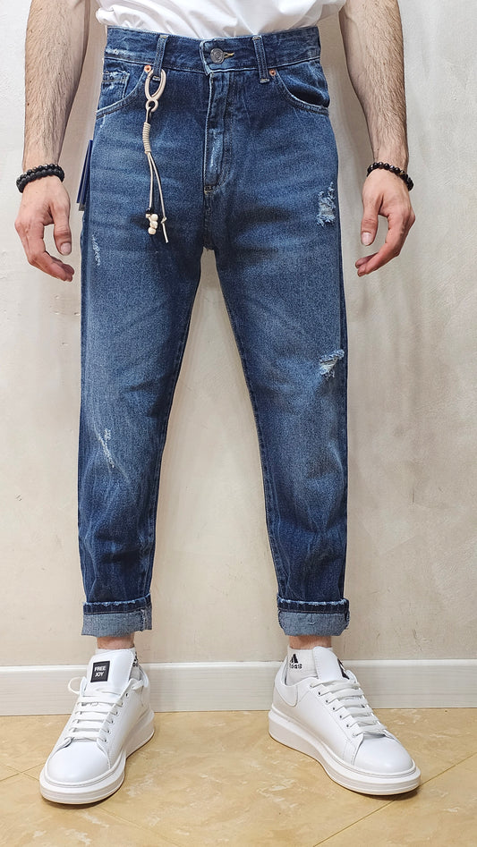 JEANS SEMI/SLIM CON MICROROTTURE SPARSE