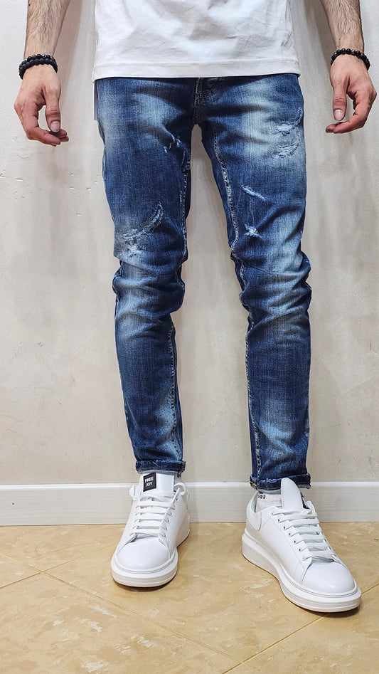 JEANS BIELASTICO SUPERSLIM CON ROTTURE