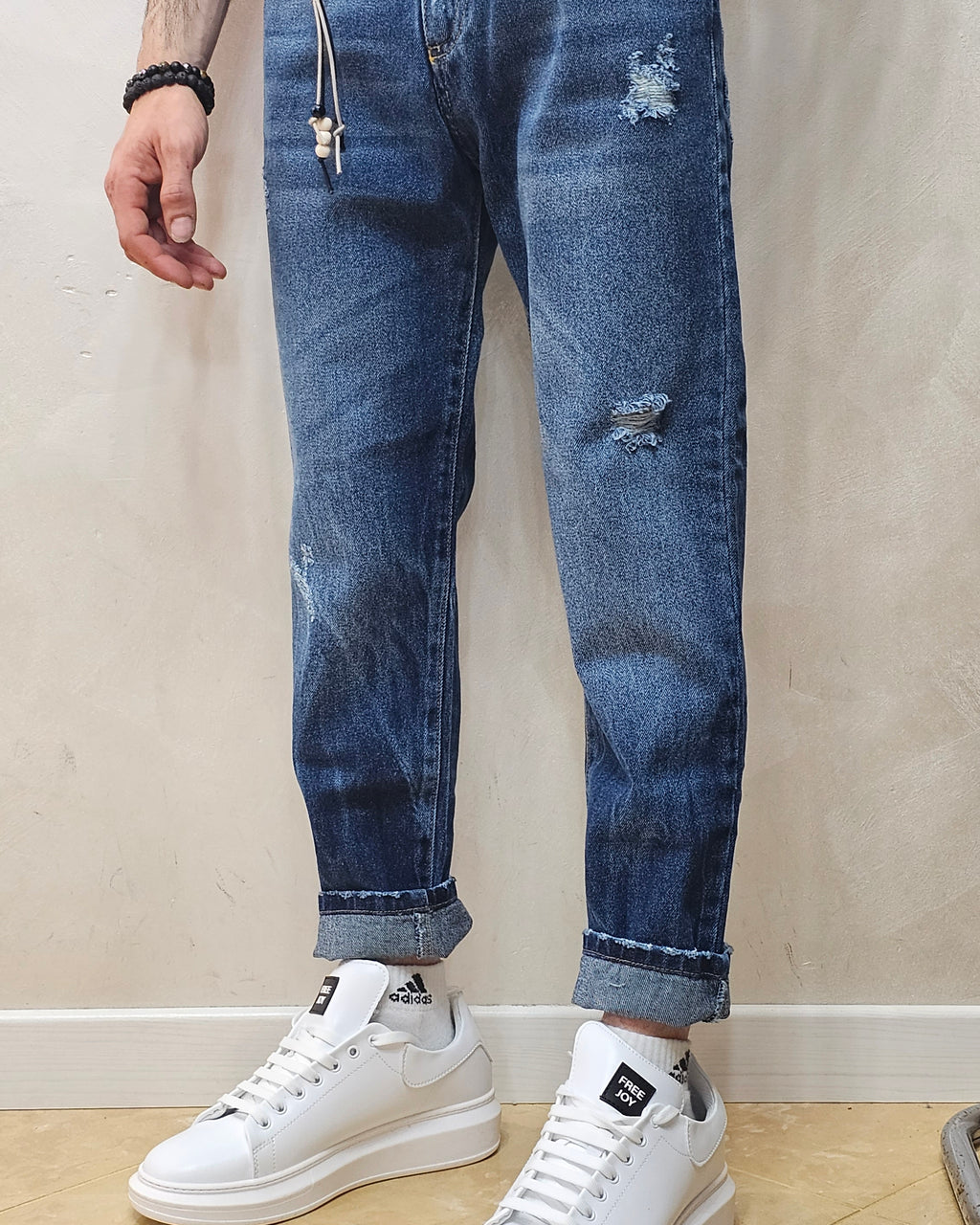 JEANS SEMI SLIM CON MICROROTTURE SPARSE Rizzo Abbigliamento Uomo